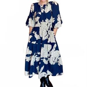 NEW STYLE USA nan floral dress in navy